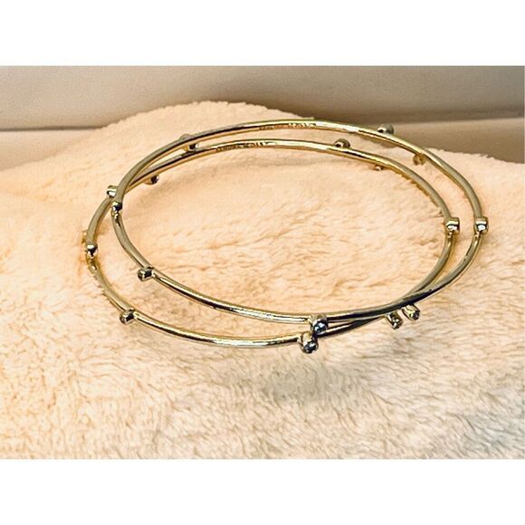 Kendra Scott Gold Tone Crystal Bangle Bracelet Jewelry Dainty Sparkling - Picture 1 of 9